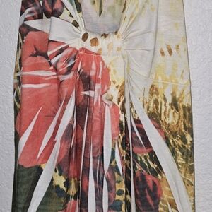 Forever 21 Green and Yellow Floral Tank Top Sz M